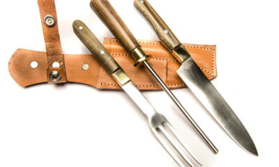 Juego "Cuchillo, Tenedor y Chaira en Madera chico". CUCH 41