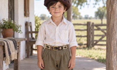 Cinturón niño Bordado Completo Marrón — vista de frente