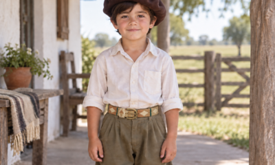 Cinturón niño Bordado Completo Crudo — vista de frente