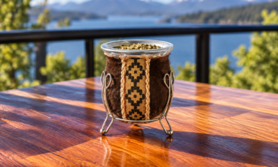 Mate de Vidrio con Pié cuero o pelo