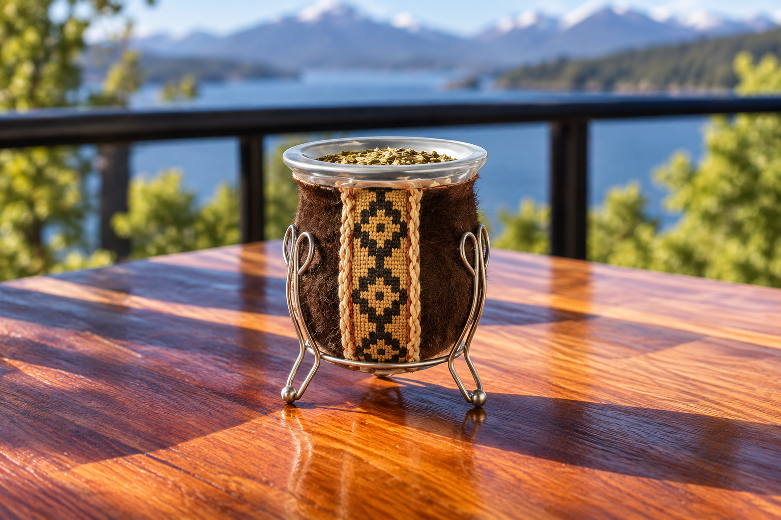 Mate de Vidrio con Pié cuero o pelo